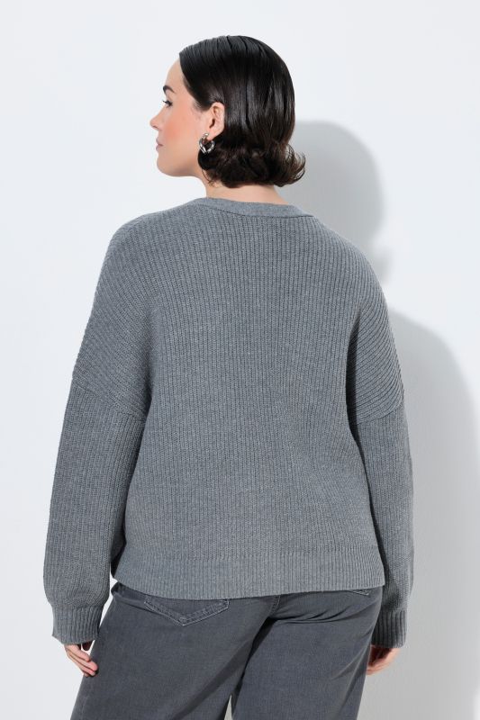 Open Shape Ribbed Knit Cardigan