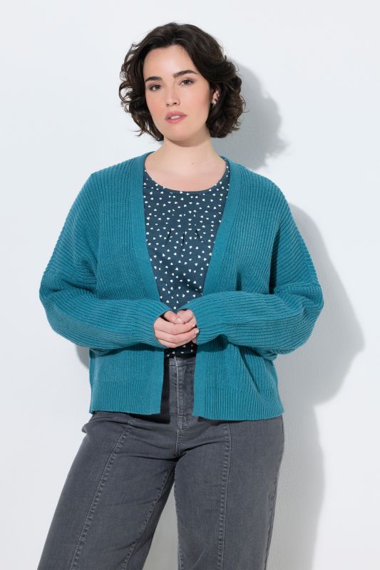 Open Shape Ribbed Knit Cardigan