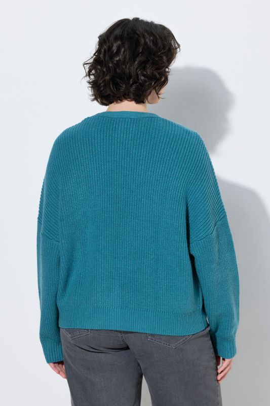 Open Shape Ribbed Knit Cardigan