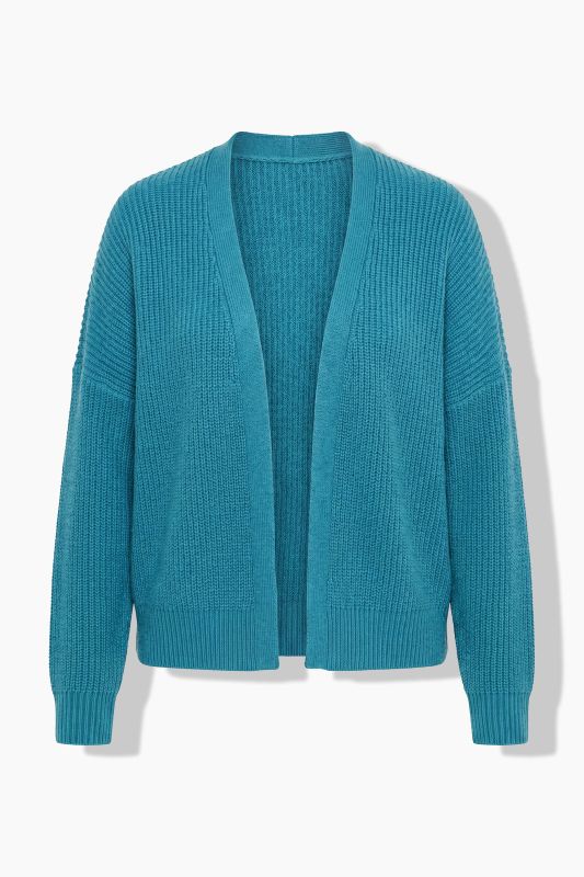 Open Shape Ribbed Knit Cardigan