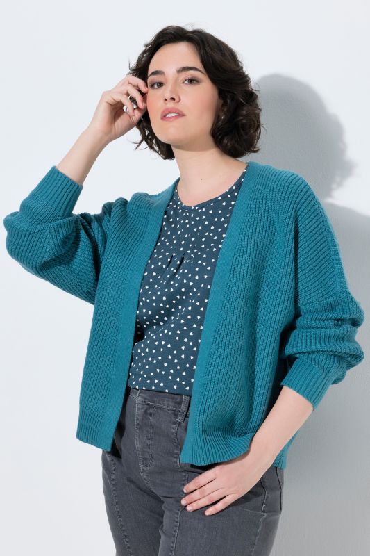Open Shape Ribbed Knit Cardigan