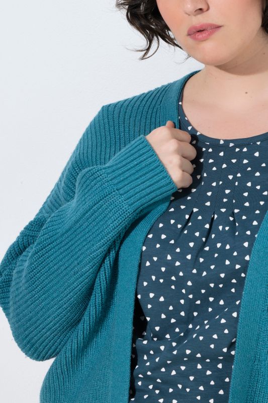Open Shape Ribbed Knit Cardigan
