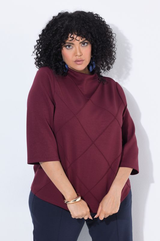 Textured Diamond 3/4 Sleeve Sweatshirt