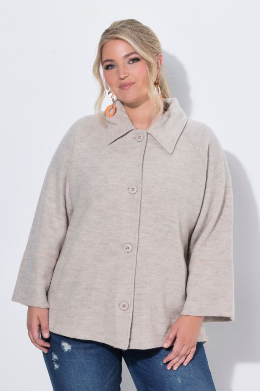 Boiled Wool Blend Oversized Jacket
