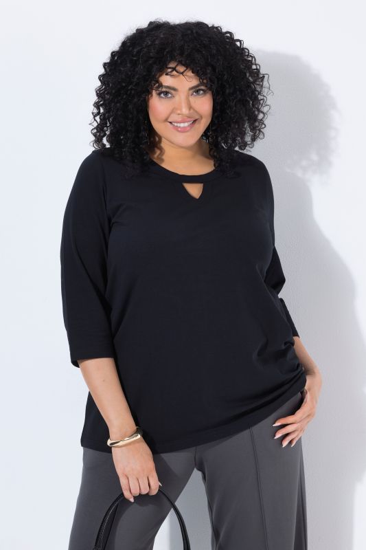Keyhole Neckline 3/4 Sleeve MV Tee