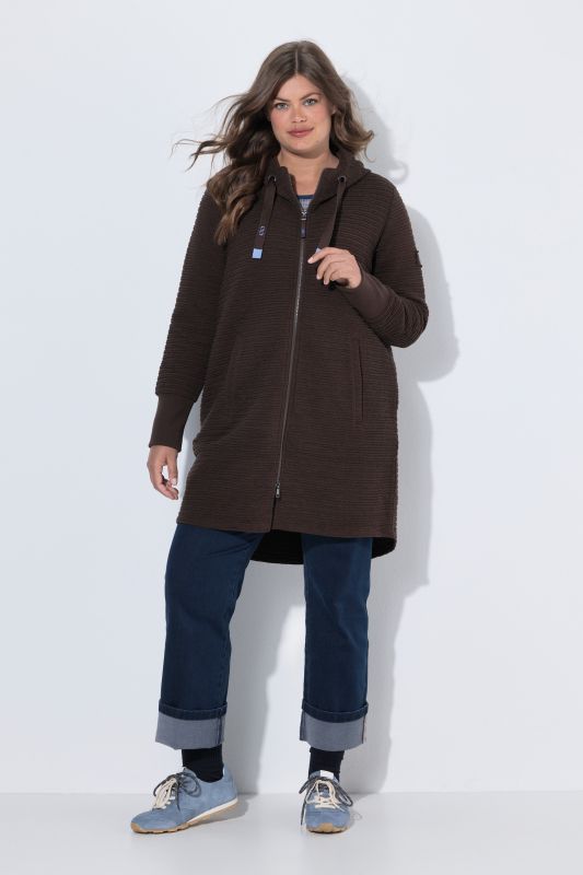 Textured Hooded Sweatshirt Jacket