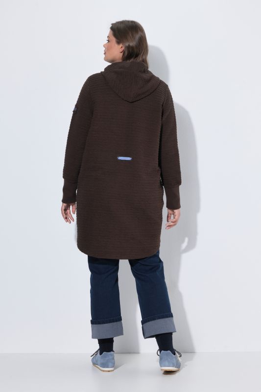 Textured Hooded Sweatshirt Jacket