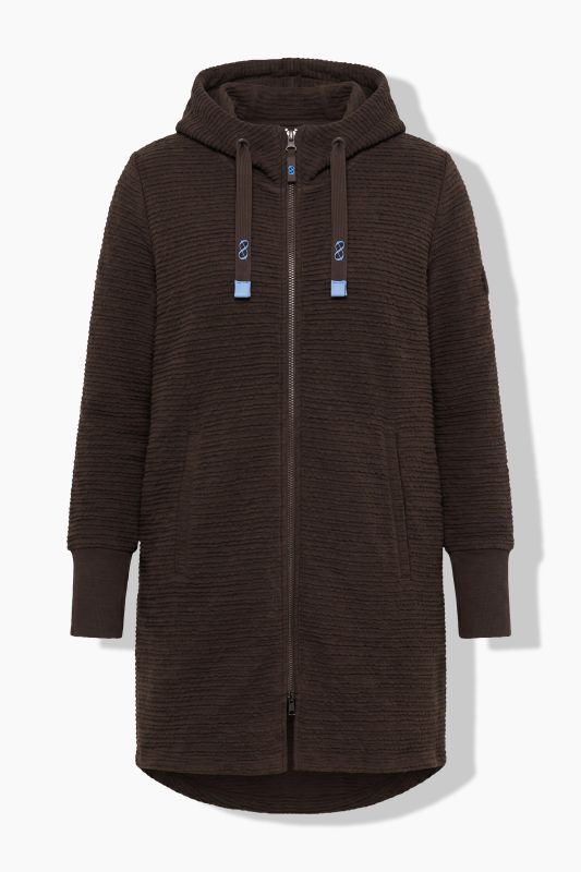 Textured Hooded Sweatshirt Jacket