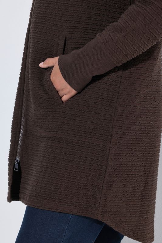 Textured Hooded Sweatshirt Jacket