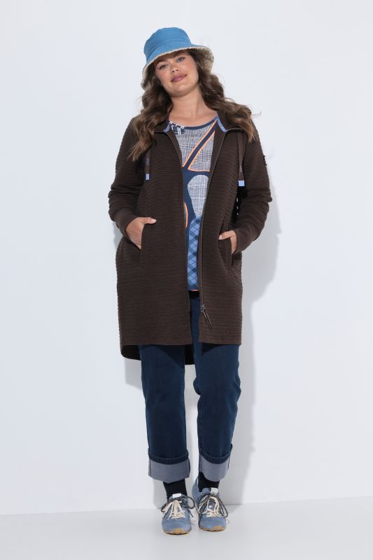 Textured Hooded Sweatshirt Jacket