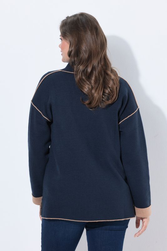 Double Faced Contrast Color Cardigan