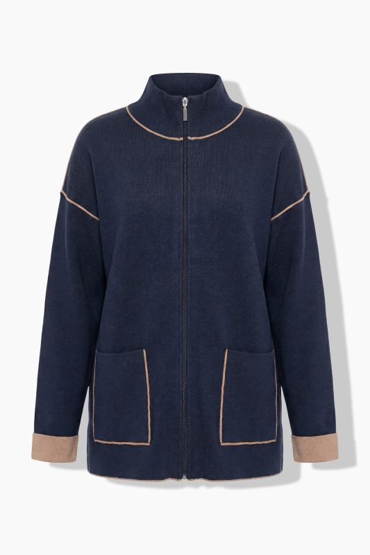 Double Faced Contrast Color Cardigan