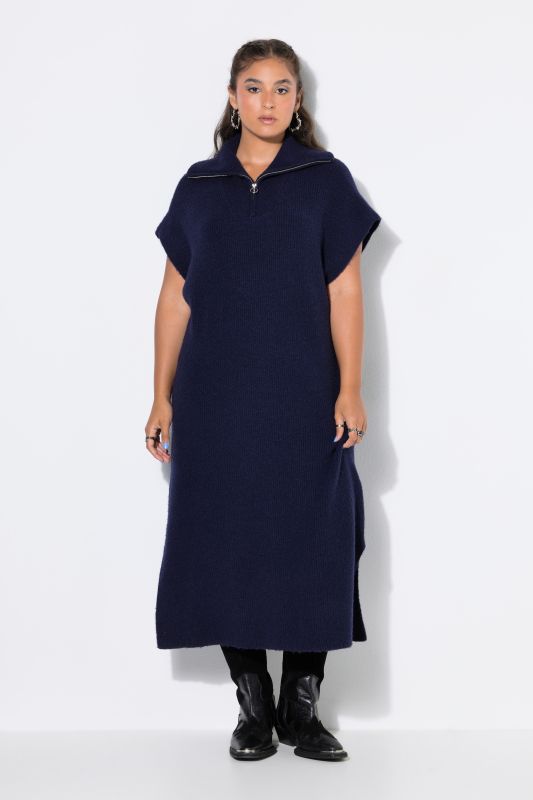 Troyer Collar Knit Oversized Dress