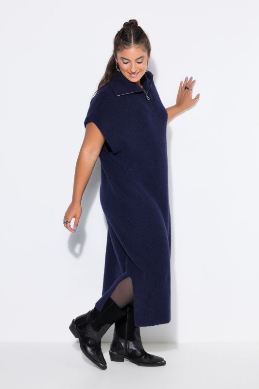 Troyer Collar Knit Oversized Dress