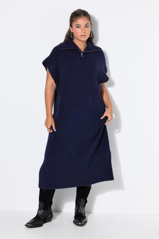 Troyer Collar Knit Oversized Dress