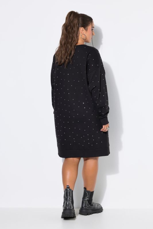 Rhinestone Studded Oversized Sweatshirt Dress