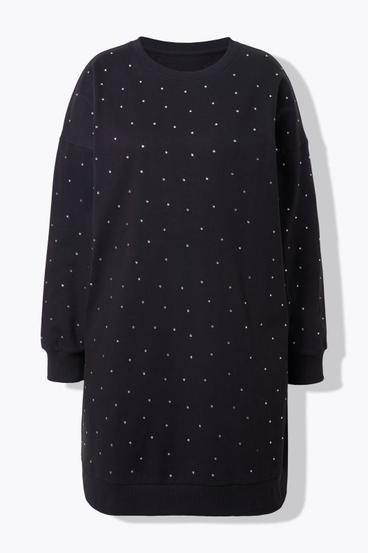 Rhinestone Studded Oversized Sweatshirt Dress