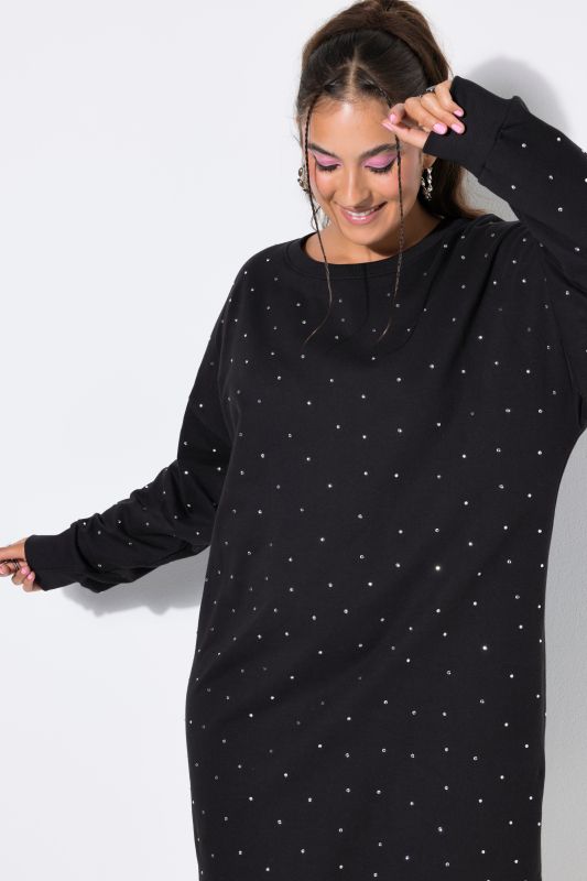 Rhinestone Studded Oversized Sweatshirt Dress