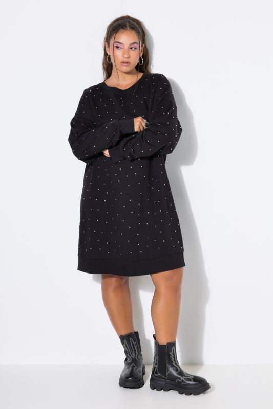 Rhinestone Studded Oversized Sweatshirt Dress