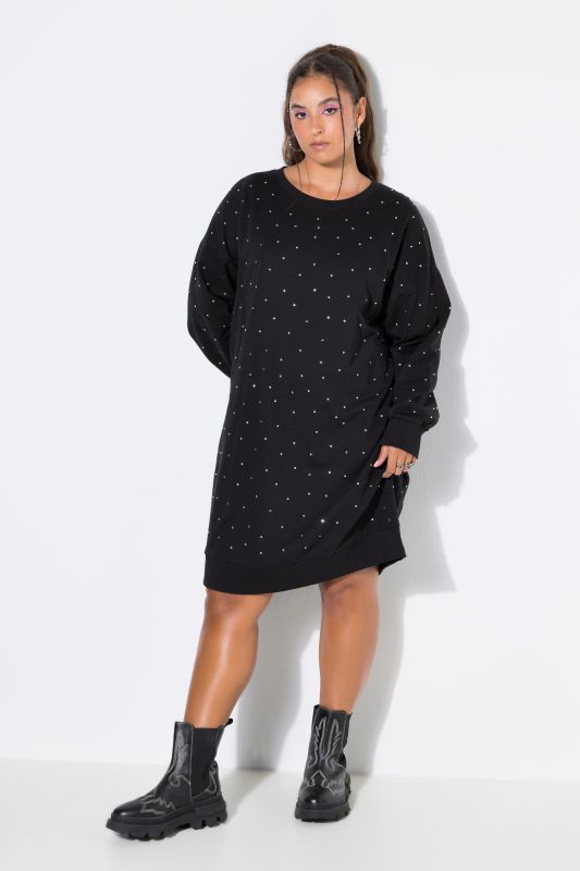 Rhinestone Studded Oversized Sweatshirt Dress