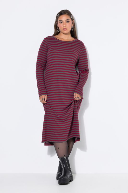 Striped Ribbed Long Sleeve Jersey Dress