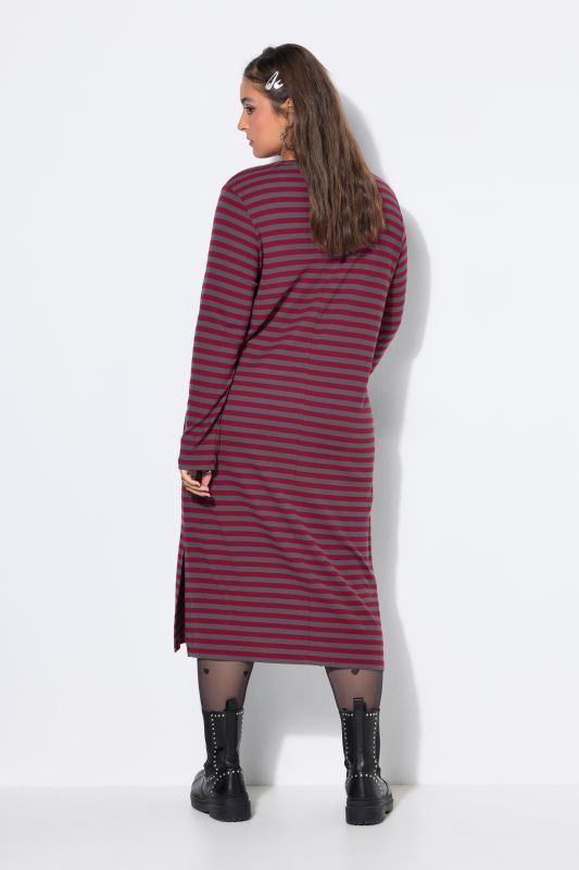 Striped Ribbed Long Sleeve Jersey Dress