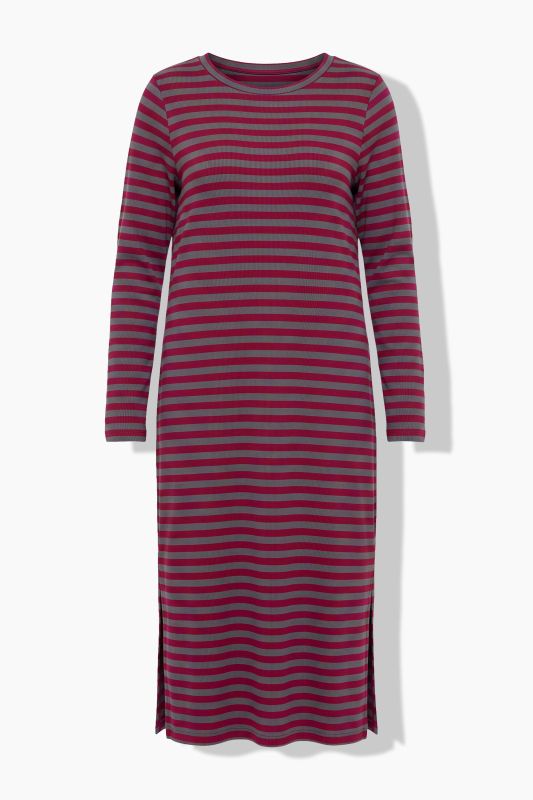 Striped Ribbed Long Sleeve Jersey Dress