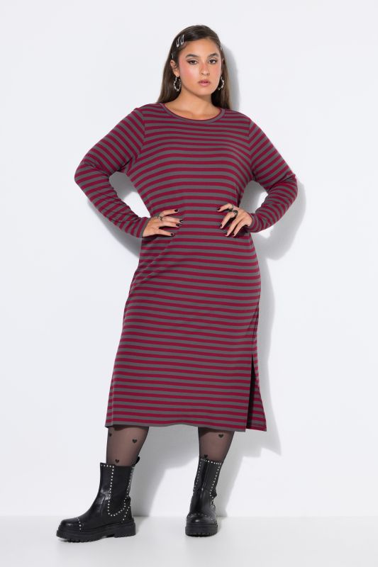 Striped Ribbed Long Sleeve Jersey Dress