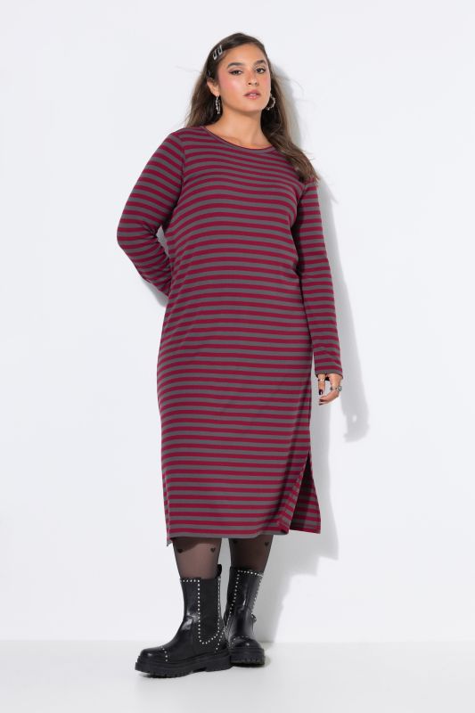 Striped Ribbed Long Sleeve Jersey Dress