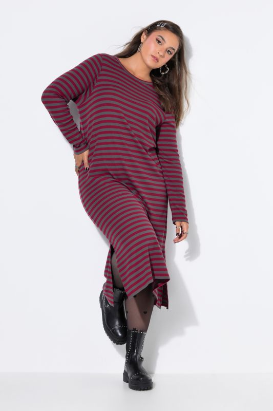 Striped Ribbed Long Sleeve Jersey Dress