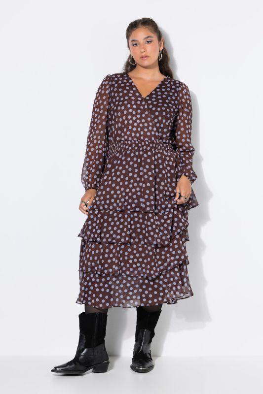 Polka Dot Chiffon Ruffle Dress