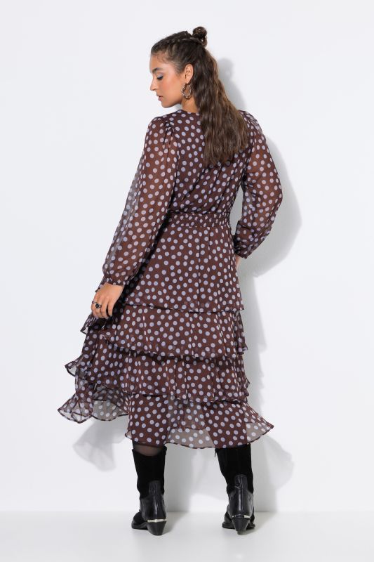 Polka Dot Chiffon Ruffle Dress