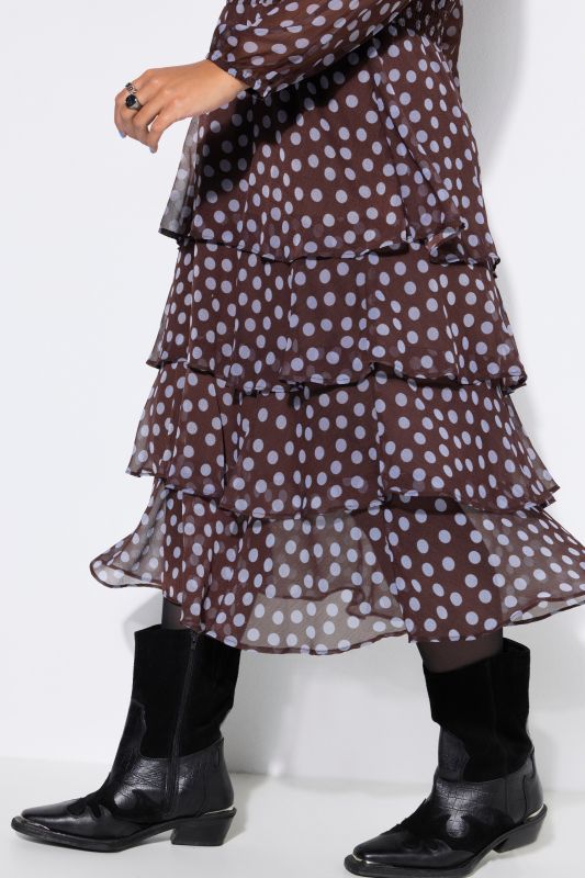 Polka Dot Chiffon Ruffle Dress