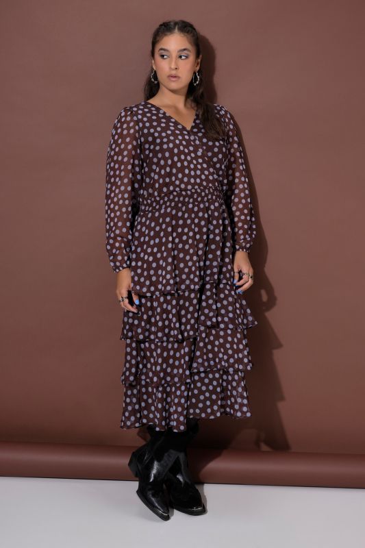 Polka Dot Chiffon Ruffle Dress