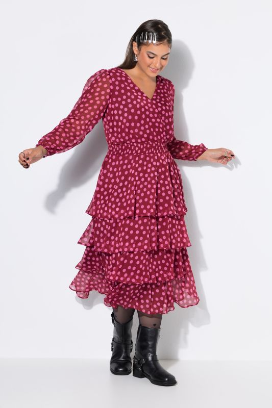 Polka Dot Chiffon Ruffle Dress