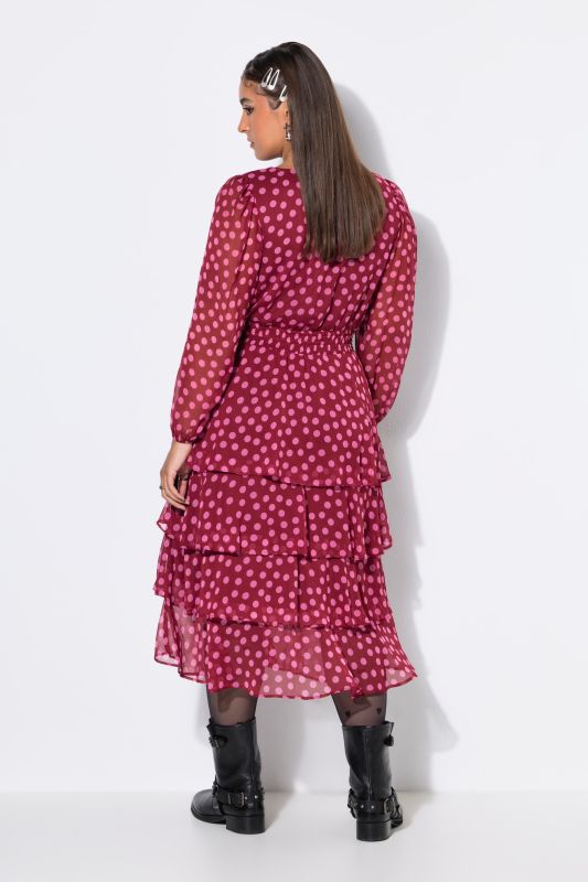 Polka Dot Chiffon Ruffle Dress
