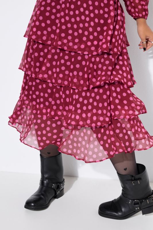 Polka Dot Chiffon Ruffle Dress
