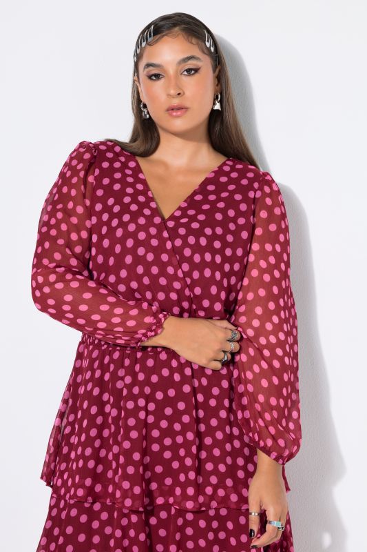 Polka Dot Chiffon Ruffle Dress
