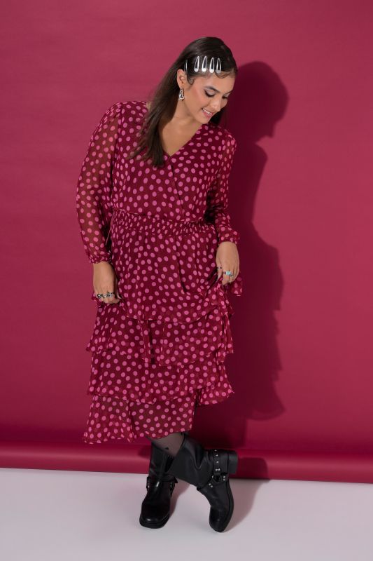 Polka Dot Chiffon Ruffle Dress