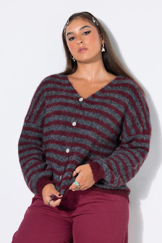 Striped Long Sleeve Dropped Shoulder Cardigan