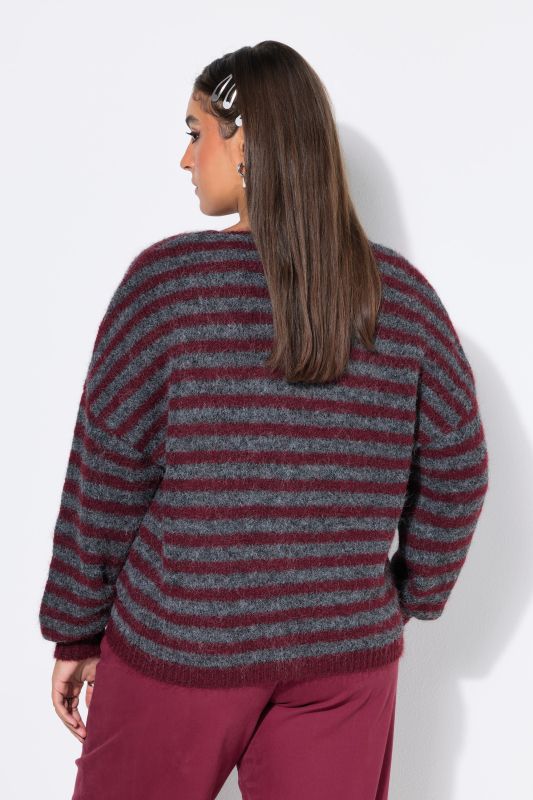 Striped Long Sleeve Dropped Shoulder Cardigan