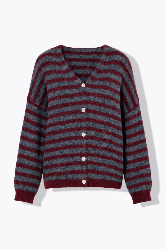 Striped Long Sleeve Dropped Shoulder Cardigan
