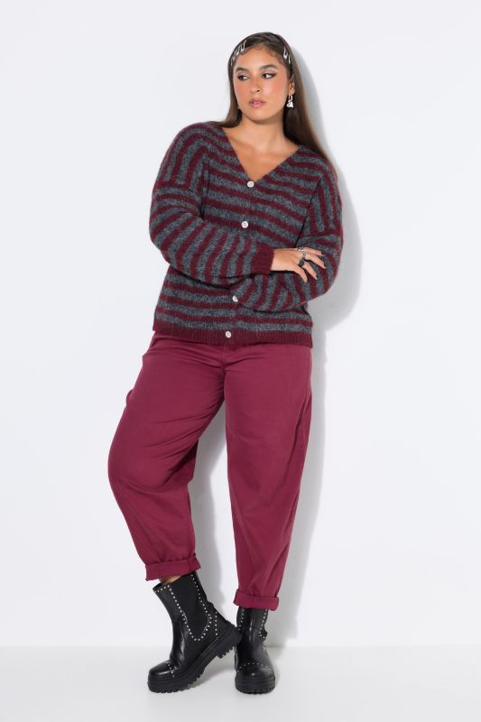 Striped Long Sleeve Dropped Shoulder Cardigan