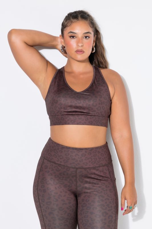 Leopard Print Mesh-Lined Sports Bra