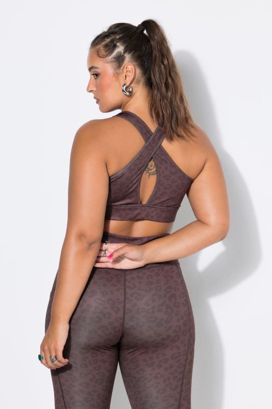Leopard Print Mesh-Lined Sports Bra