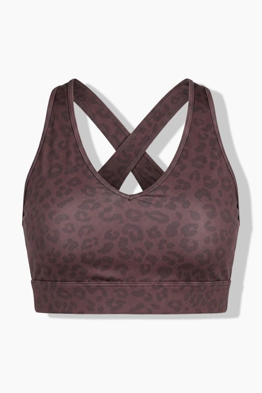 Leopard Print Mesh-Lined Sports Bra