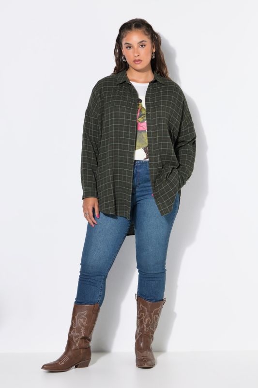 Plaid Muslin Oversized Button-Down Blouse