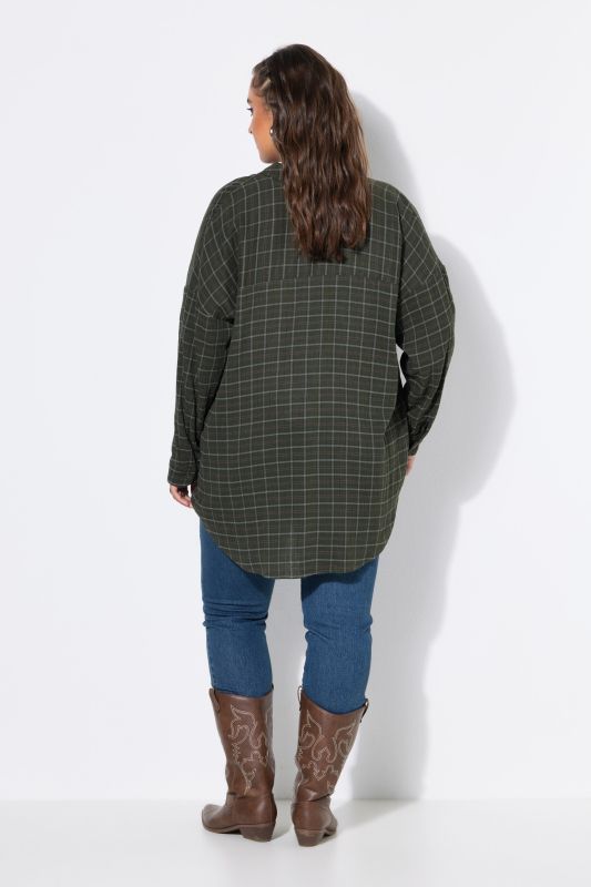 Plaid Muslin Oversized Button-Down Blouse