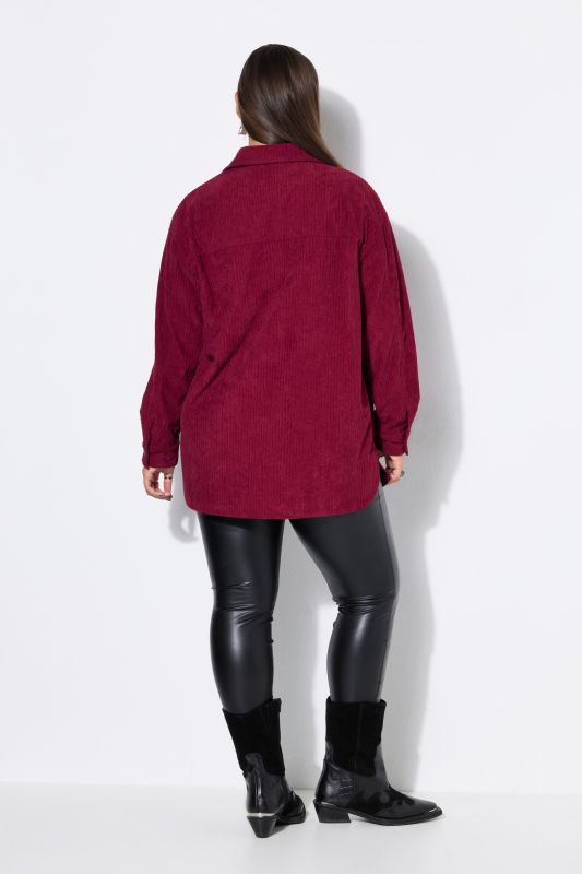 Corduroy Long Sleeve Button-Down Blouse