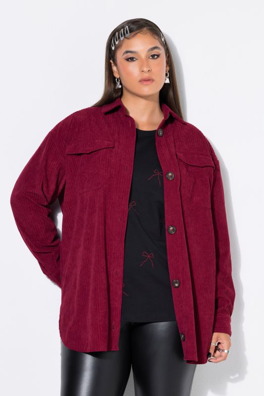 Corduroy Long Sleeve Button-Down Blouse
